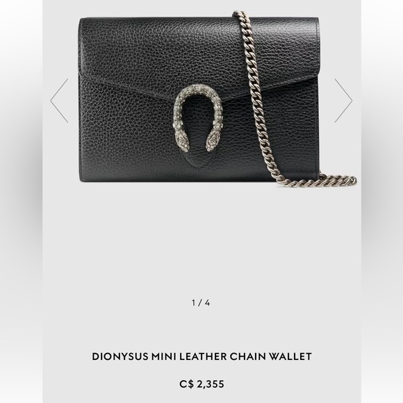 GUCCI DIONYSUS MINI LEATHER CHAIN WALLET - Picture 14 of 16